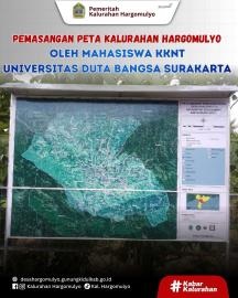 PEMASANGAN PETA KALURAHAN OLEH MAHASISWA KKNT UNIVERSITAS DUTA BANGSA SURAKARTA